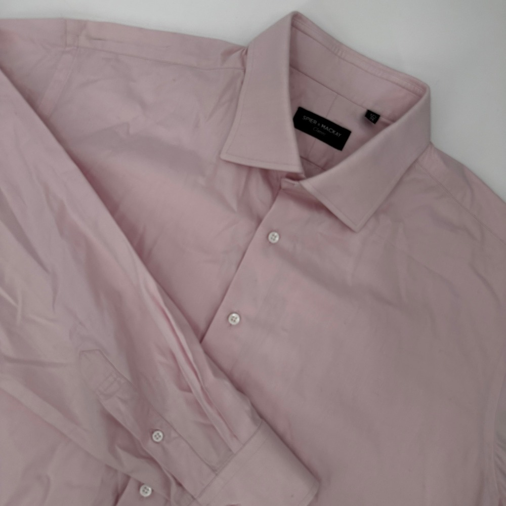 Spier‎ Mackay Classic Mens Pink Long Sleeve Dress Shirt Size 17 1/2 36
